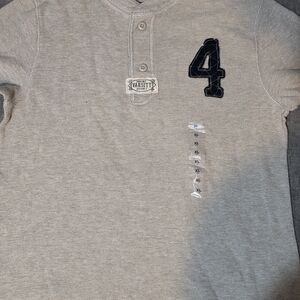 GAP Kids Light Gray Varsity Long Sleeve Henley